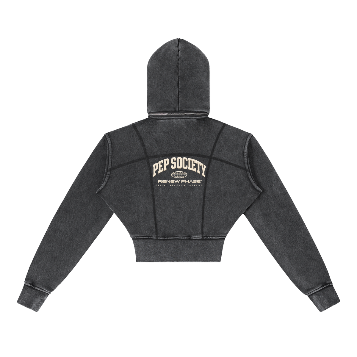 PEP SOCIETY Vintage Washed Cropped Fleece Hoodie
