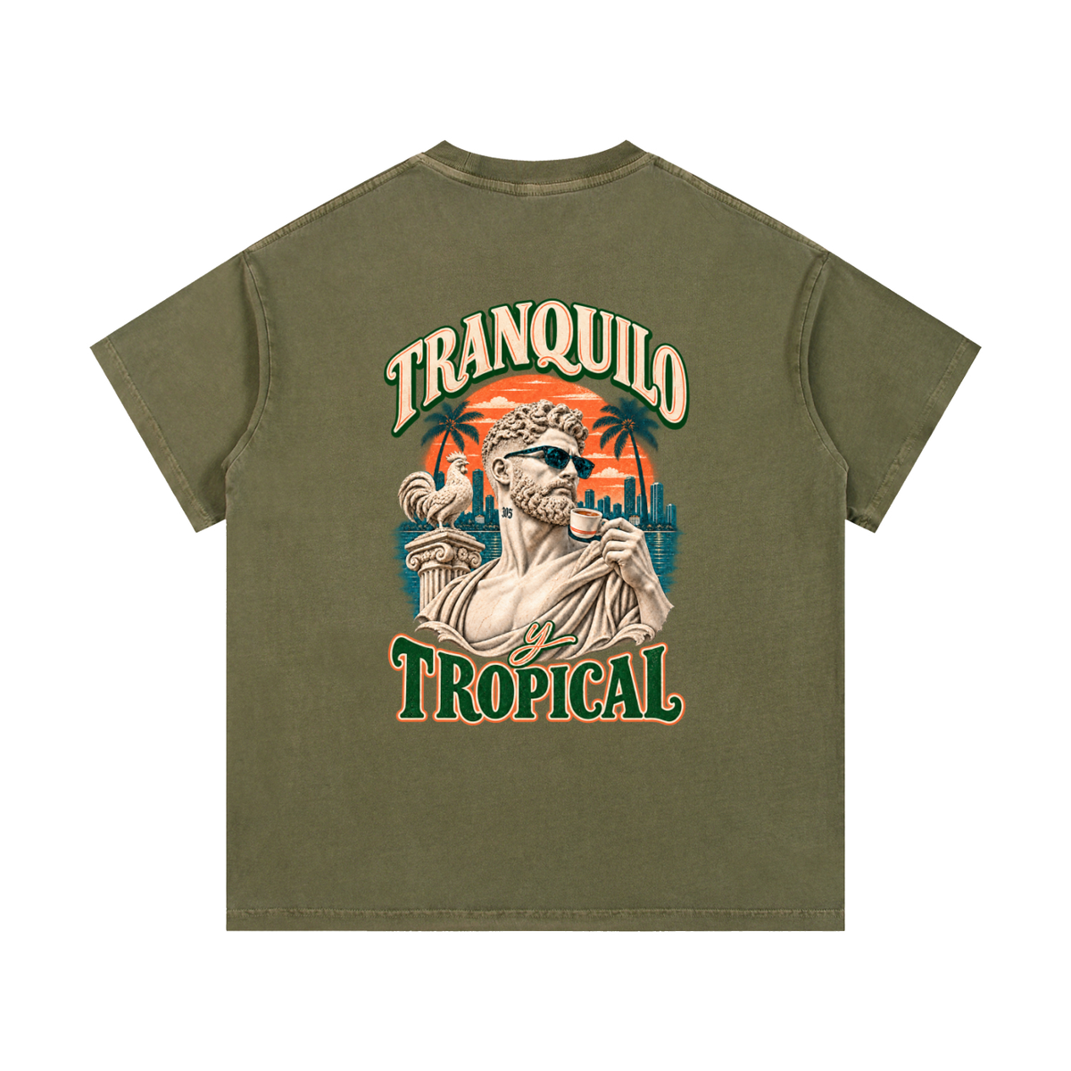 TRANQUILO TROPICAL Vintage Wash Cotton Tee