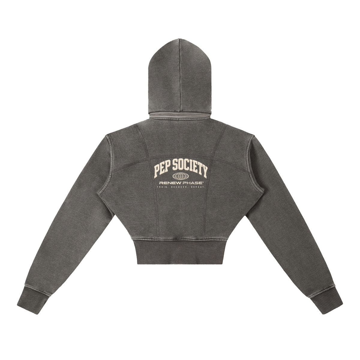 PEP SOCIETY Vintage Washed Cropped Fleece Hoodie